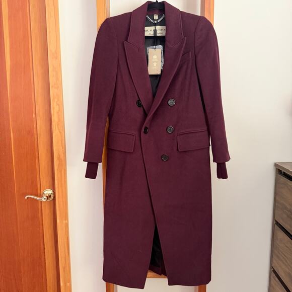 Burberry Jackets & Blazers - Burberry Cairndale Cashmere Coat US0 UK2 IT34 Currant Eggplant Wine Burgundy